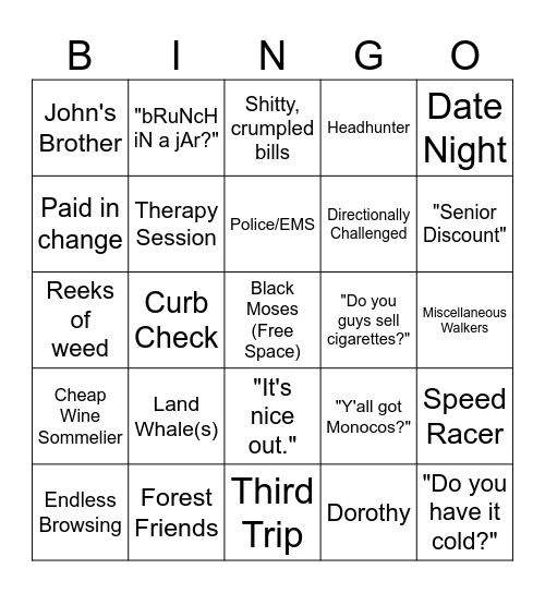 Brookwood Bingo Card