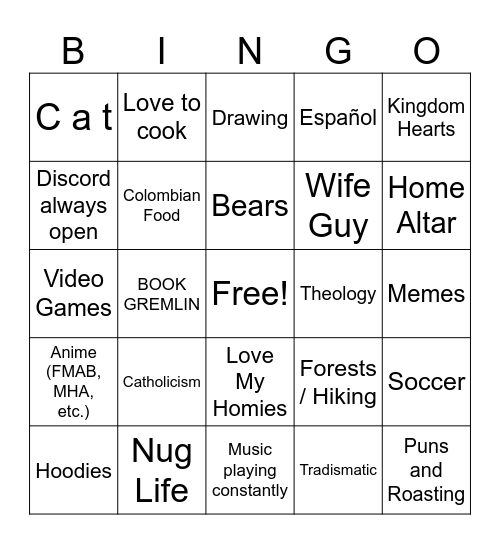 Brando Bingo Card