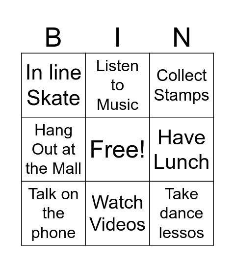 Connect 2 Bingo Card