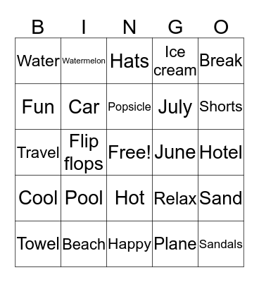 Summer Bingo Card