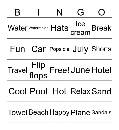 Summer Bingo Card