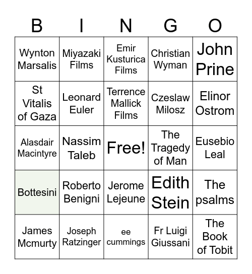 Harry's interests Bingo Card