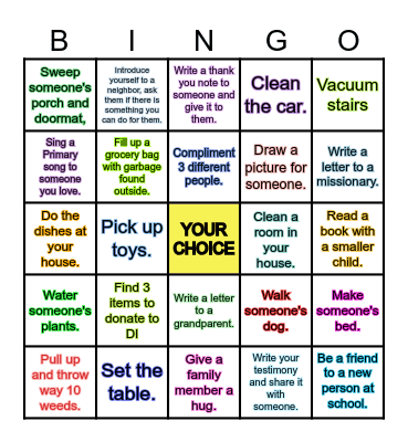 SERVICE BINGO Card