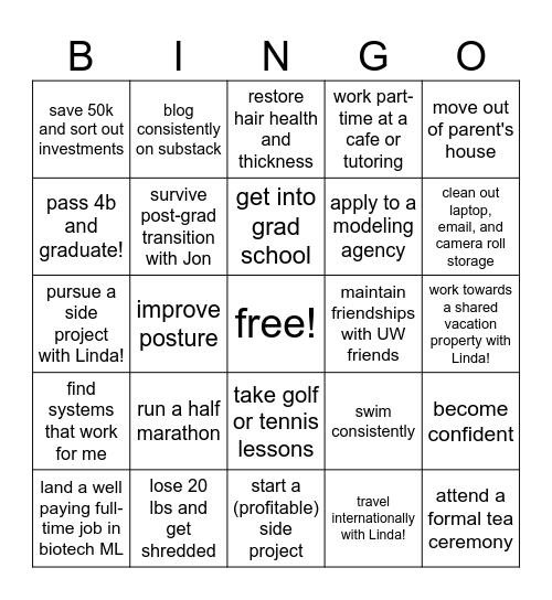 Year 23 Bingo Card Bingo Card