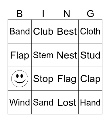 Consonant Blends Bingo Card