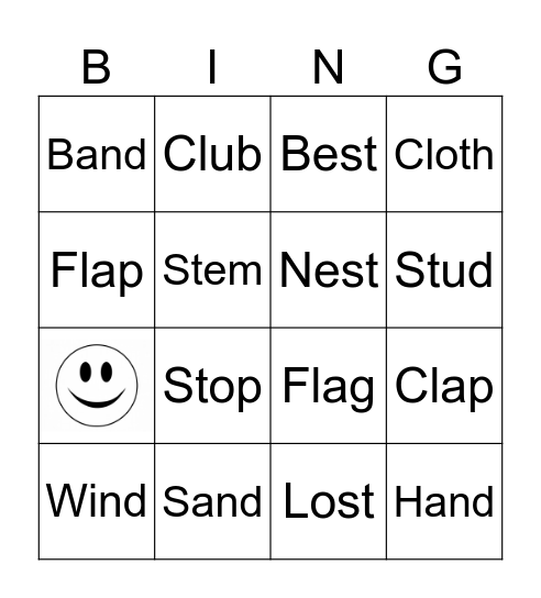 Consonant Blends Bingo Card