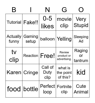 Tiktok/Youtube bingo 4-23-24 Bingo Card