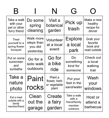 Step Into Spring Bingo! Bingo Card