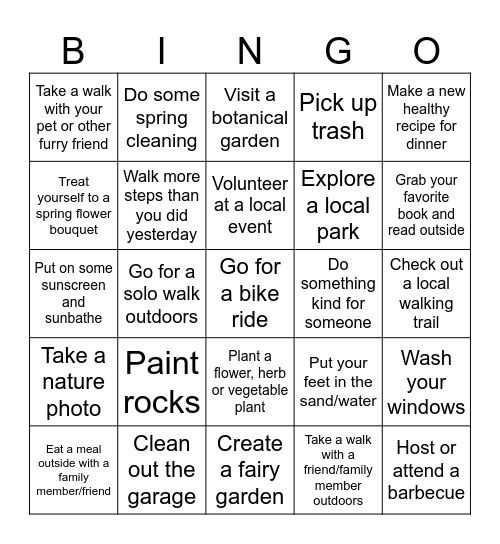 Step Into Spring Bingo! Bingo Card