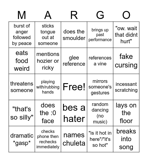 MARGO Bingo Card