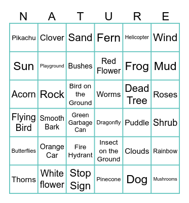 Earth Day Nature Bingo Card
