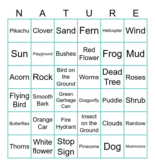 Earth Day Nature Bingo Card