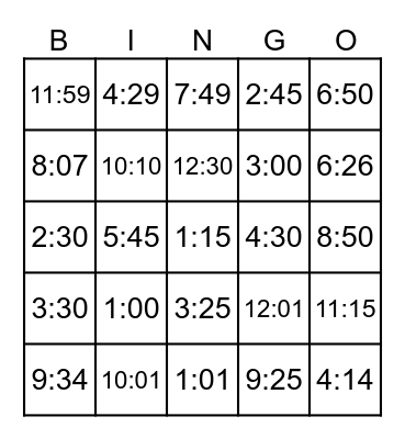 時間-bingo Card