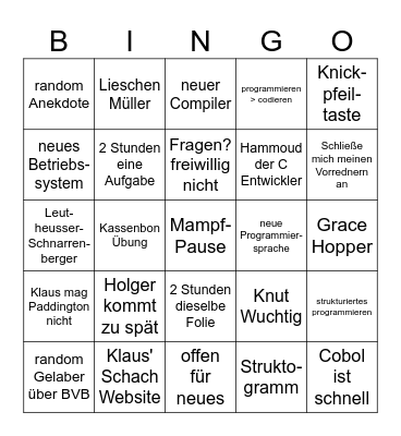Klaus Bingo Card