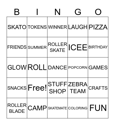 SKATELAND BINGO Card