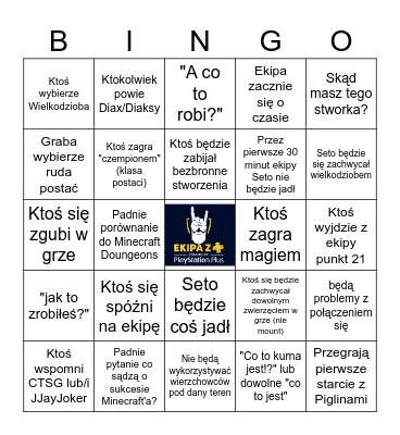 Ekipa z + Minecraft Legends Bingo Card