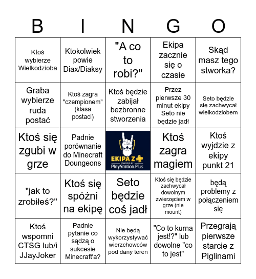 Ekipa z + Minecraft Legends Bingo Card