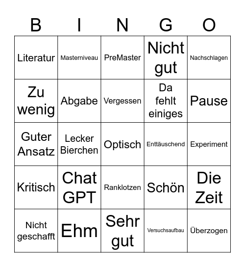 Zwischenpräsi Bingo Card