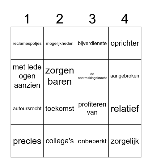 Nieuwsbegrip Bingo Card