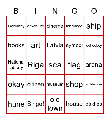 Latvijas Kulturas Kanons Bingo Card