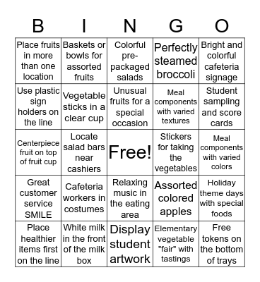 Meal Appeal Bingo Card