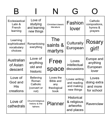 How many interests/traits do you share with Astra Bingo Card