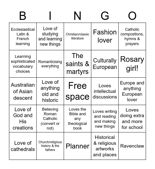 How many interests/traits do you share with Astra Bingo Card