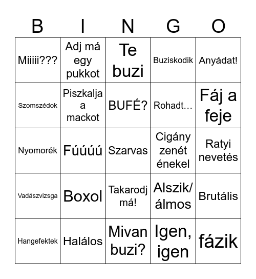 Feri bingo Card