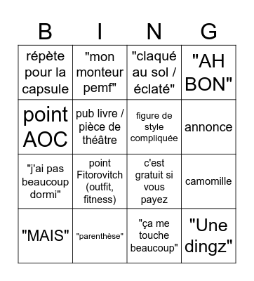 CLEMOVITCH 24/04 TEST Bingo Card