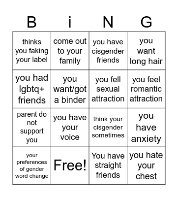 Genderfluid Bingo Card