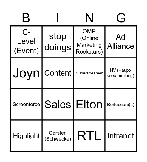 Unser Bullshitbingo - mit garantierter Spannung! Bingo Card