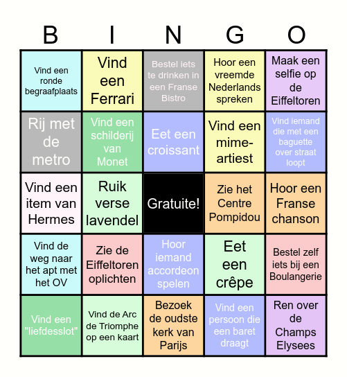 Parijs Bingo Card