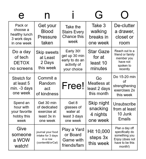 All Together Well - eni-GO Challenge 2024 Bingo Card