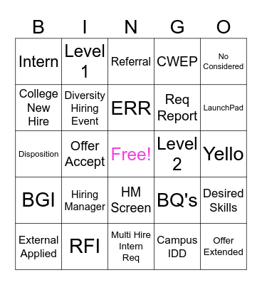 Souring Bingo Card