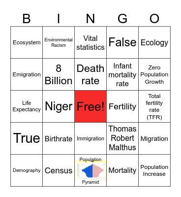 Sociology Unit 5B Bingo Card