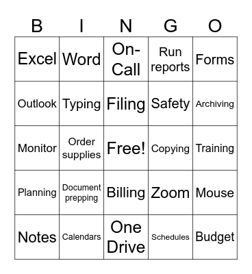 Administrative Professionals Day Bingo Card