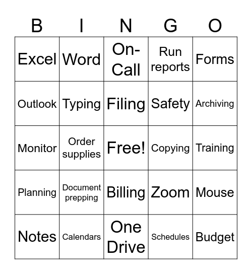 Administrative Professionals Day Bingo Card