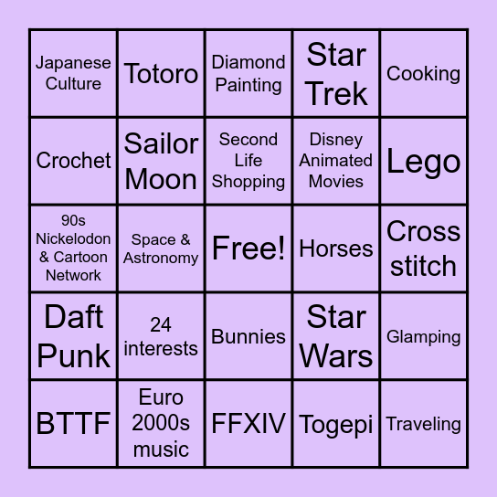 How many interests do you share with Ari?! Bingo Card