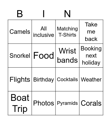 Holiday Bingo Card