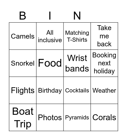 Holiday Bingo Card