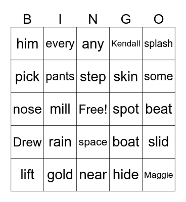 Corrective Reading B1 L 47 & 48 Bingo Card