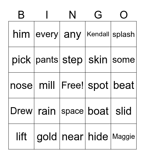 Corrective Reading B1 L 47 & 48 Bingo Card