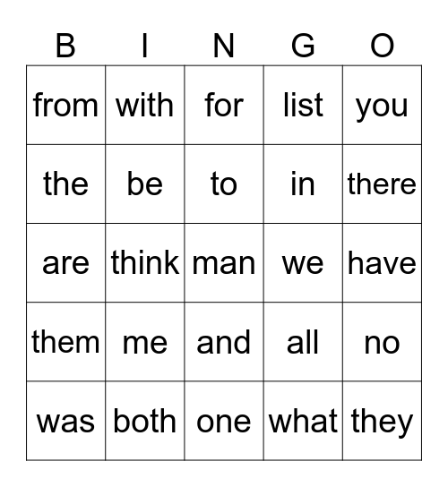 HFW BINGO Card