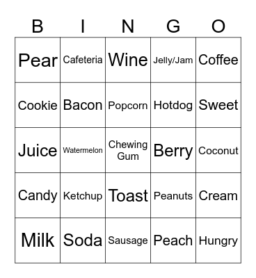 Food 2 Bingo Card