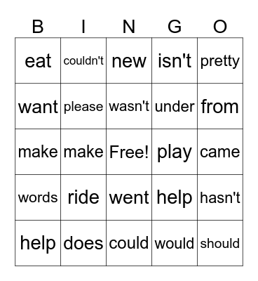 Quarter 4 Sight Words Bingo Card