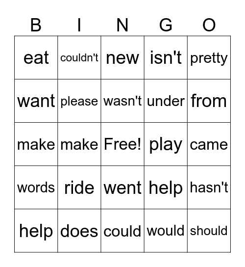 Quarter 4 Sight Words Bingo Card