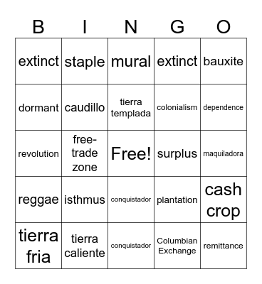 Ch. 7 Bingo Card