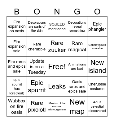 Perplexplore bingo Card