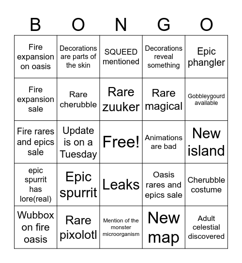 Perplexplore bingo Card