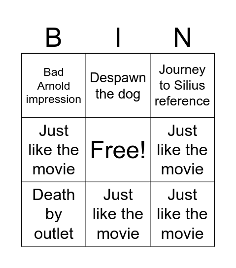 MRRKnight Terminator Bingo Card